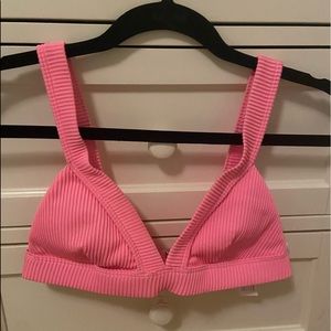 Hollister Pink Ribbed Triangle Bikini Top